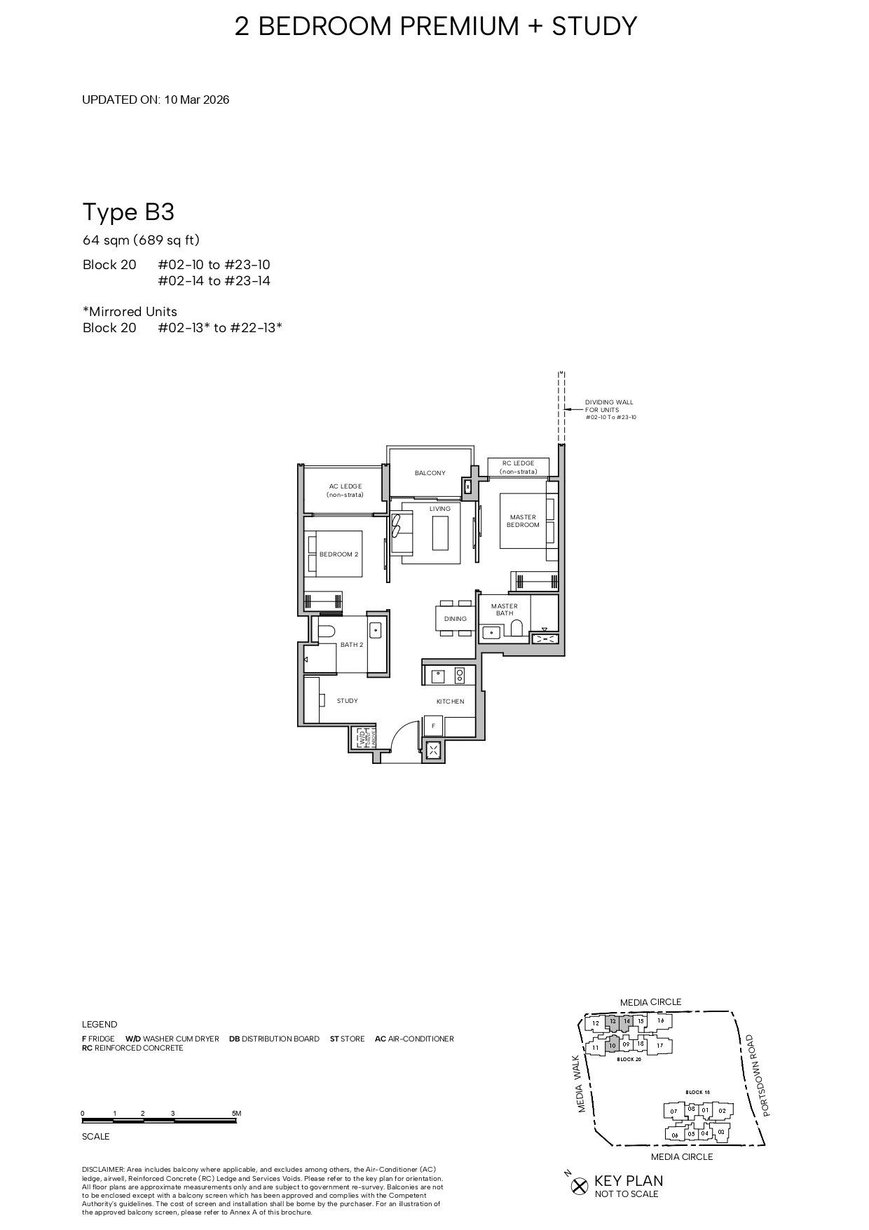 Hudson Place Residences - 2 Bedroom Premium + Study Type B3